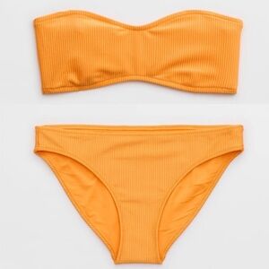 NWT Aerie Shine Rib Bandeau Top & Full Coverage Bottom XXS